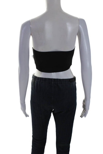 Anveglosa Women's Square Neck Sleeveless Leather Cropped Top White Size M