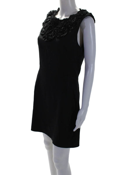 Milly Of New York Womens Silk Ruffled Applique Sleeveless Dress Black Size 4