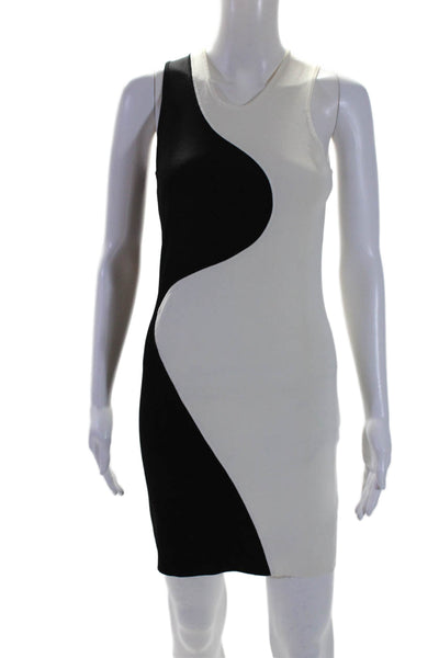 Parker Womens Sleeveless Knee Length Body Con Dress White Black Size Small