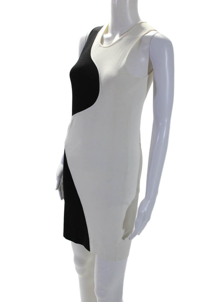 Parker Womens Sleeveless Knee Length Body Con Dress White Black Size Small