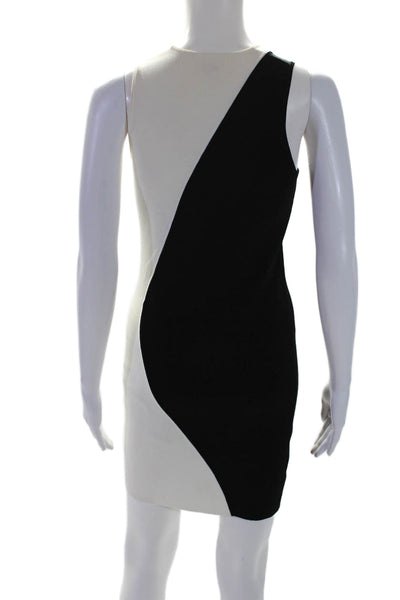 Parker Womens Sleeveless Knee Length Body Con Dress White Black Size Small