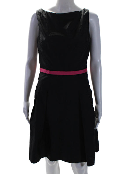 Milly Of New York Womens Sleeveless Pleated A Line Dress Black Pink Size 8