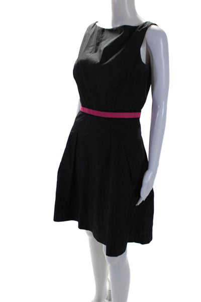 Milly Of New York Womens Sleeveless Pleated A Line Dress Black Pink Size 8