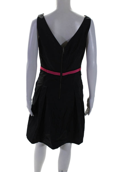 Milly Of New York Womens Sleeveless Pleated A Line Dress Black Pink Size 8