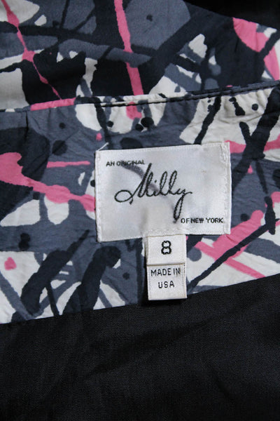 Milly Of New York Womens Paint Print Short Sleeves Dress Multi Colored Size 8
