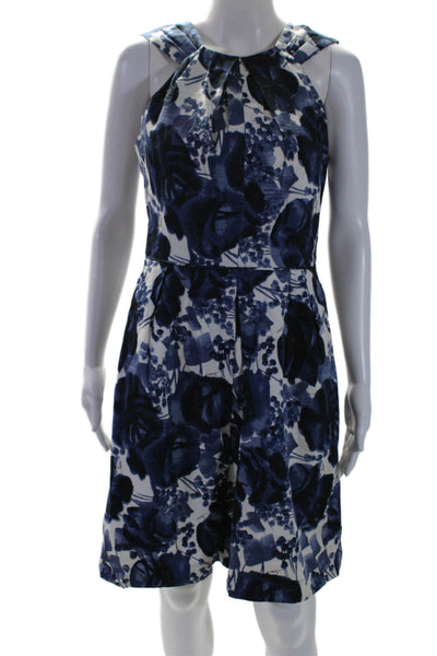 Milly Of New York Womens Floral Print Sleeveless Dress White Blue Size 8