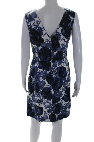 Milly Of New York Womens Floral Print Sleeveless Dress White Blue Size 8