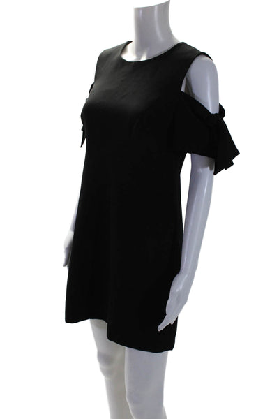 Milly Womens Cold Shoulder Short Bow Sleeves A Line Dress Jet Black Size 6