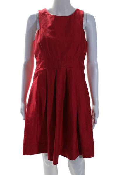 Shoshanna Womens Sleeveless Pleated A Line Knee Length Dress Red Cotton Size 6