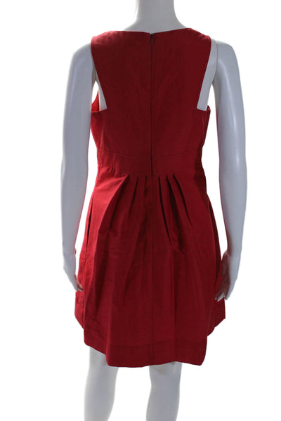 Shoshanna Womens Sleeveless Pleated A Line Knee Length Dress Red Cotton Size 6