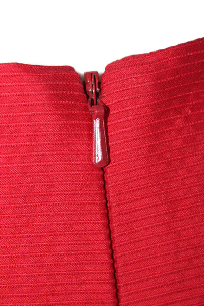 Shoshanna Womens Sleeveless Pleated A Line Knee Length Dress Red Cotton Size 6