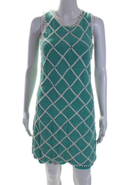 Milly Of New York Womens Woven Sleeveless Dress Turquoise Blue White Size Small