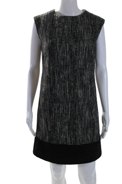 Milly Of New York Womens Sleeveless Shift Dress Black White Wool Size 6