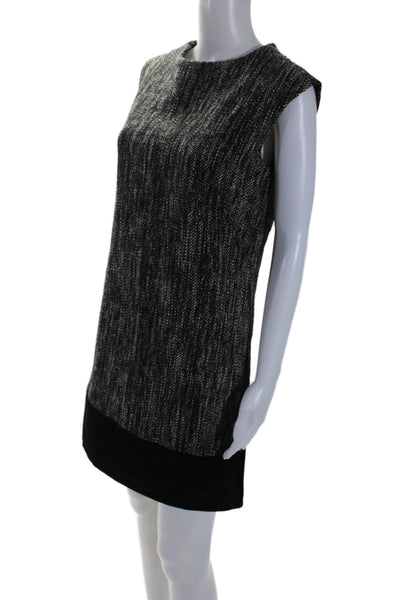 Milly Of New York Womens Sleeveless Shift Dress Black White Wool Size 6