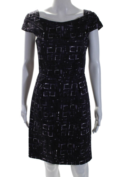 Milly Of New York Womens Geometric Print Short Sleeves Dress Purple Size Small