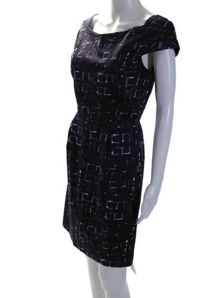 Milly Of New York Womens Geometric Print Short Sleeves Dress Purple Size Small