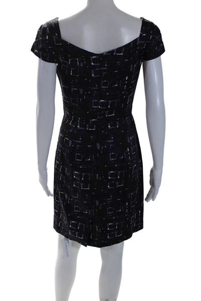 Milly Of New York Womens Geometric Print Short Sleeves Dress Purple Size Small