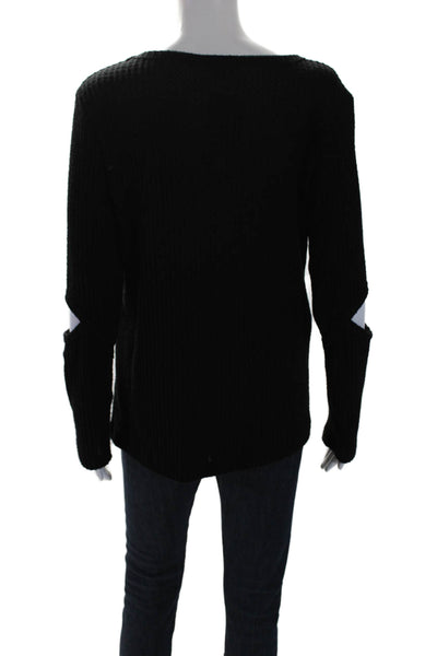 LNA Womens Long Sleeve V Neck Thick Knit Sweater Black Size Large