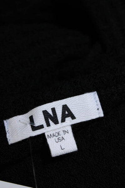 LNA Womens Long Sleeve V Neck Thick Knit Sweater Black Size Large