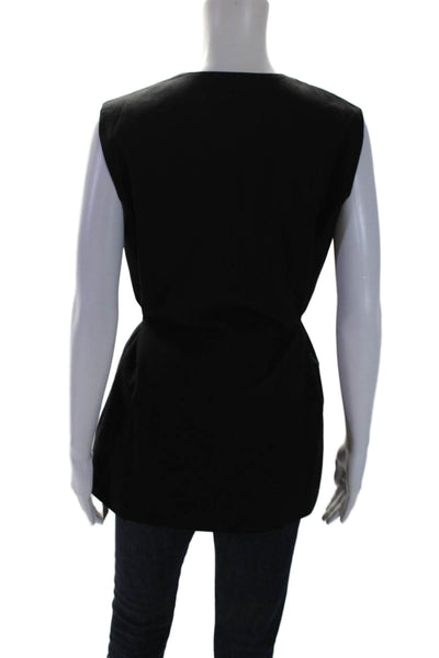 Commense Womens Slim Fit Button Down Long Vest Black Size Large