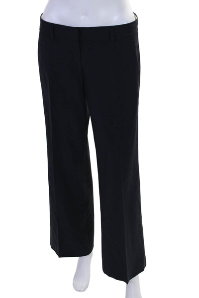 Theory Womens Creased High Rise Wide Leg Dress Pants Black Wool Blend Size 4