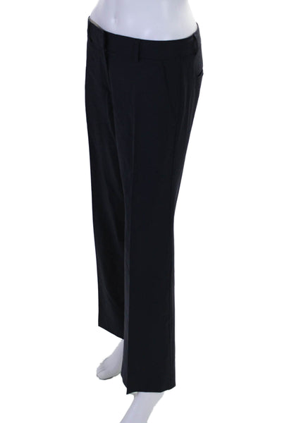 Theory Womens Creased High Rise Wide Leg Dress Pants Black Wool Blend Size 4
