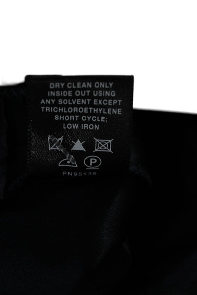 Theory Womens Creased High Rise Wide Leg Dress Pants Black Wool Blend Size 4