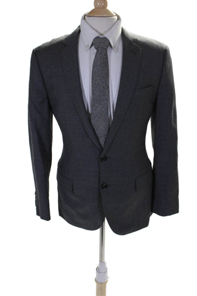 J Crew Mens Wool Notch Collar V-Neck Two Button Suit Jacket Gray Size 40S