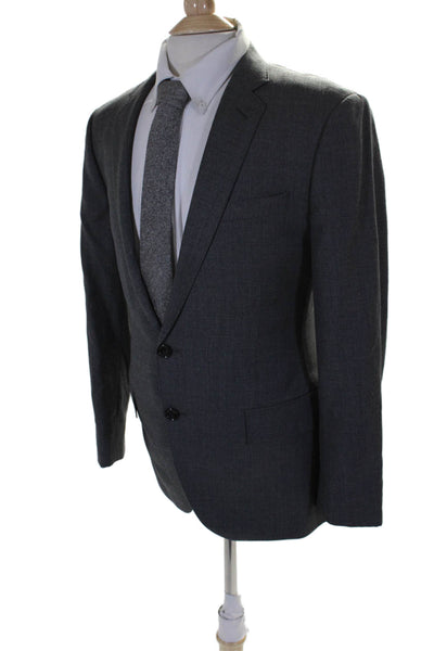 J Crew Mens Wool Notch Collar V-Neck Two Button Suit Jacket Gray Size 40S