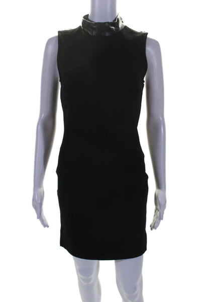 Six Crisp Days Womens Black High Neck Zip Back Sleeveless Shift Dress Size L