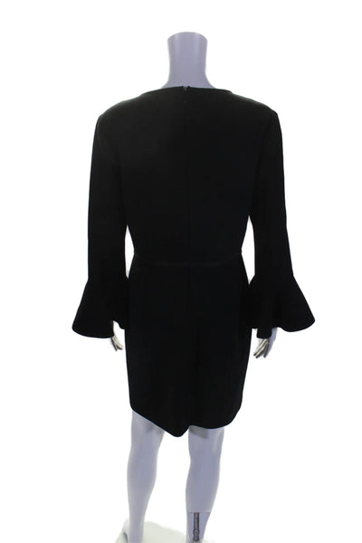 Cinq à Sept Womens Black Crew Neck Embellished Long Sleeve Shift Dress Size 12