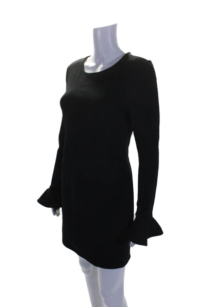 Black Halo Womens Black Crew Neck Zip Back Long Sleeve Bodycon Dress Size 10