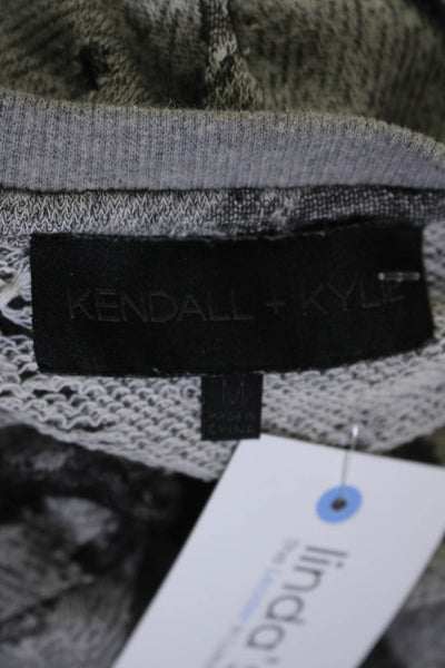 Kendall + Kylie Womens Gray Black Cotton Distress Pullover Sweatshirt Top Size M