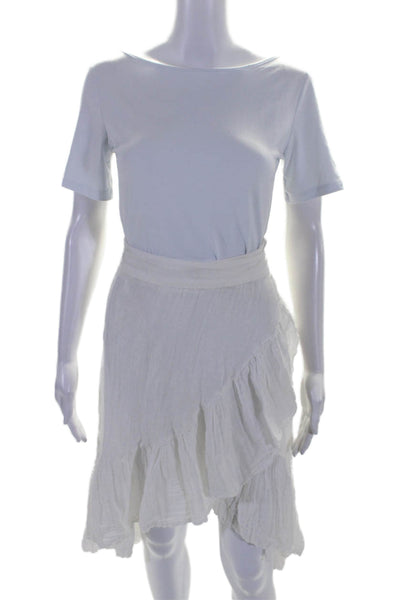 9 Seed Womens Cotton White Ruffle Detail Hi-Low Wrap Skirt Size S