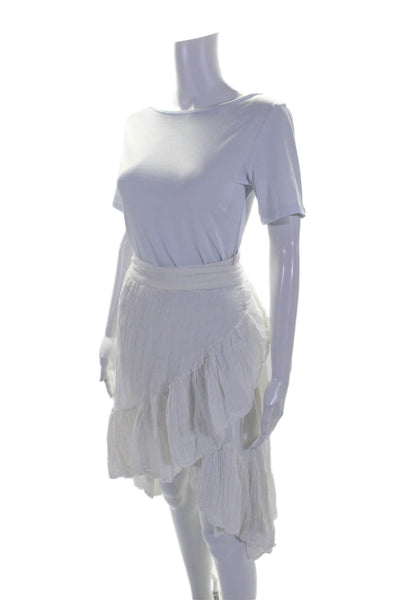 9 Seed Womens Cotton White Ruffle Detail Hi-Low Wrap Skirt Size S