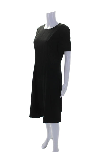 Black Halo Womens Black Crew Neck Zip Back Short Sleeve Shift Dress Size M
