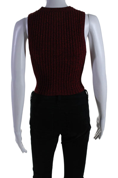 A.L.C. Womens Stretch Knit Ribbed Round Neck Sleeveless Top Red Size XS