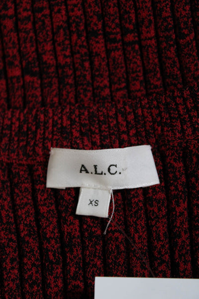 A.L.C. Womens Stretch Knit Ribbed Round Neck Sleeveless Top Red Size XS