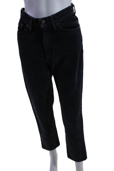 The Vintage Twin Womens Denim Five Pocket Mid-Rise Tapered Jeans Black Size 24