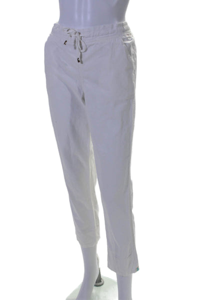 Coolibar Women's Elastic Waist Flat Front Straight Leg Pants White Size XS