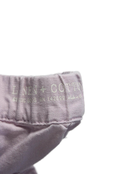 G1 Good Women's Drawstring Waist Pockets Straight Leg Linen Pants Purple Size 0