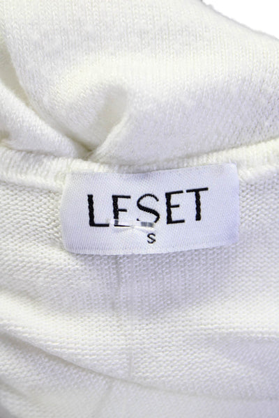 Leset Women's Long Sleeves Open Front Cardigan Sweater White Size S