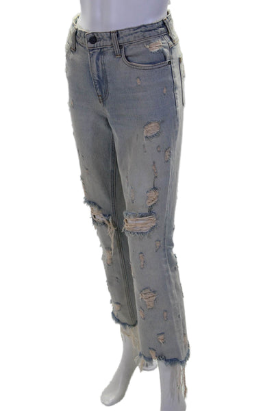 Denim X Alexander Wang Womens Mid Rise Distressed Grind Jeans Blue Size 25