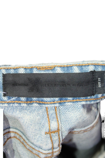 Denim X Alexander Wang Womens Mid Rise Distressed Grind Jeans Blue Size 25