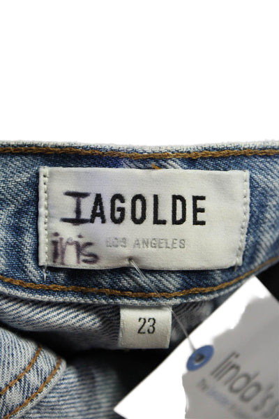 Agolde Womens Button Fly High Rise Light Wash Tapered Jeans Blue Size 23