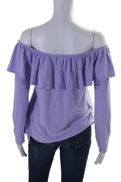 Lilly Pulitzer Wo mens Off The Shoulder Blouse Lavender Purple Size Medium