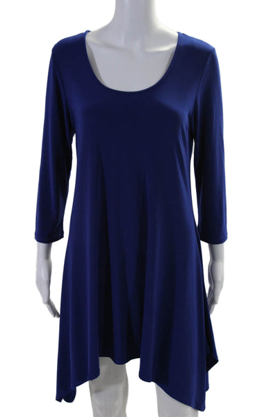 Clara Sun Woo Womens Long Sleeves A Line Dress Sapphire Blue Size Medium