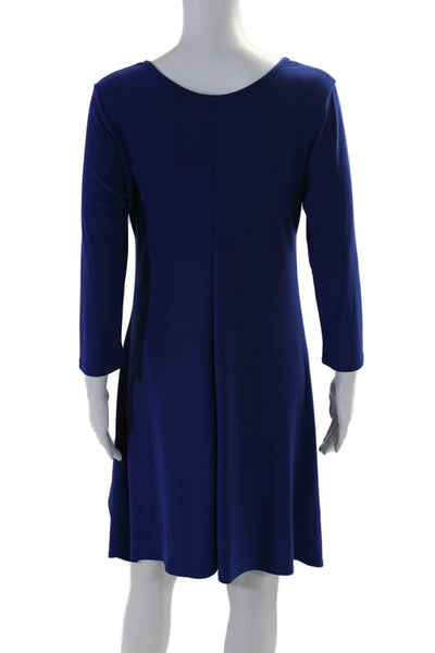 Clara Sun Woo Womens Long Sleeves A Line Dress Sapphire Blue Size Medium