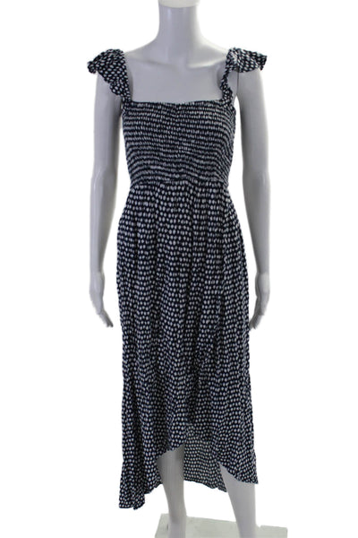 Tiare Hawaii Womens Spotted Print Short Sleeve Long Dress Blue One Size