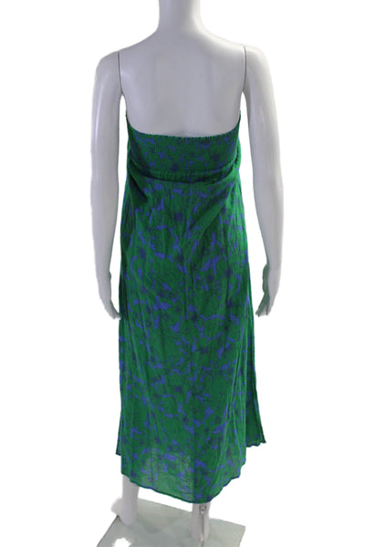 Xirena Womens Fit To Flare Floral Print Long Dress Blue Green Size XS